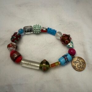 Colorful Beaded Bracelet with Charm